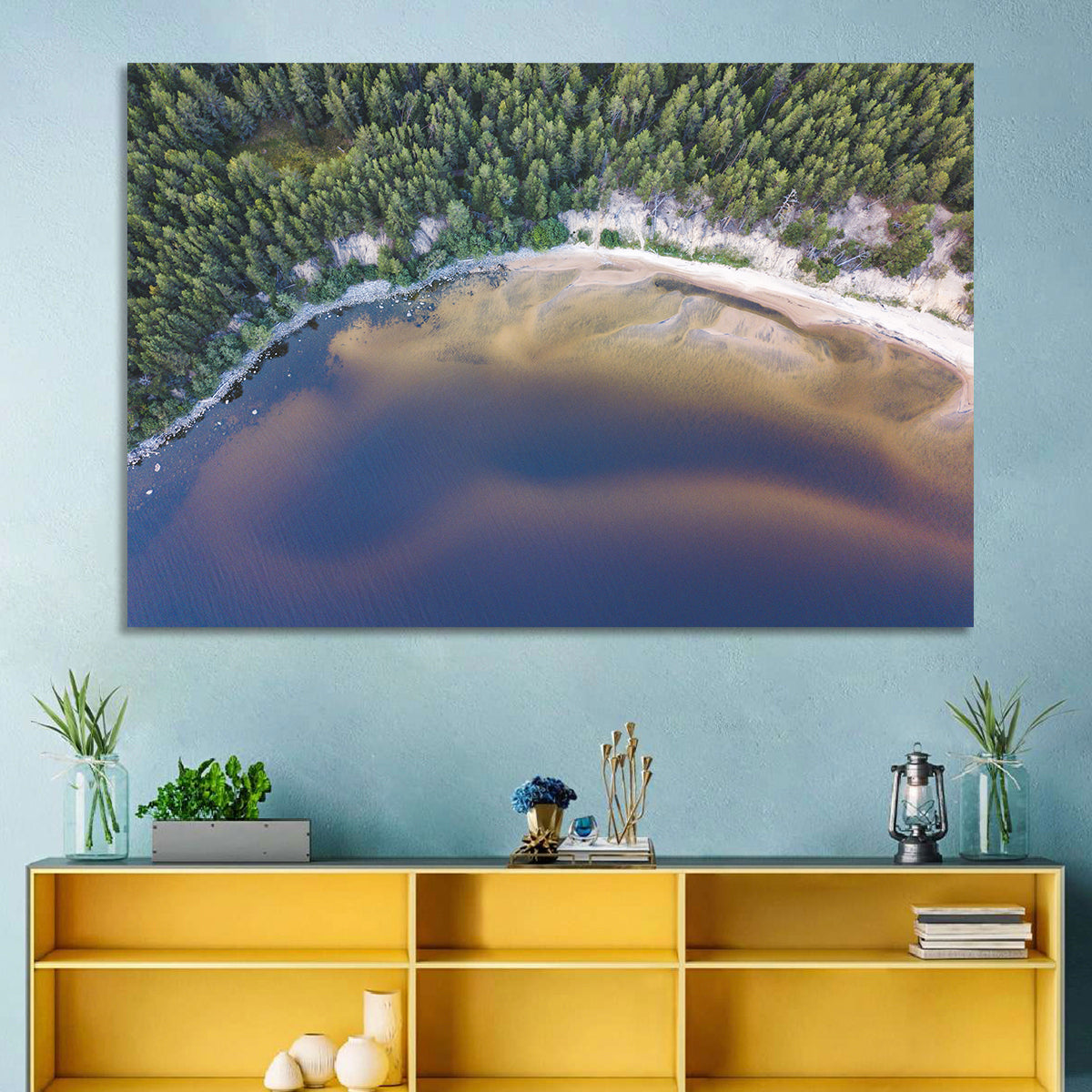 Lake Onega Shoreline Wall Art in a room, landscape