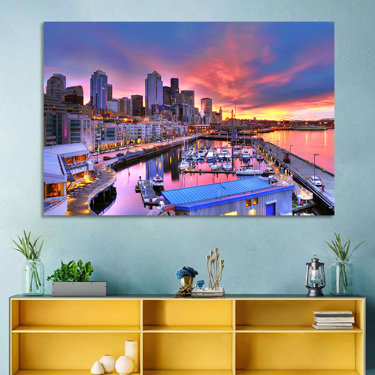 Seattle Skyline at Sunset Wall Art