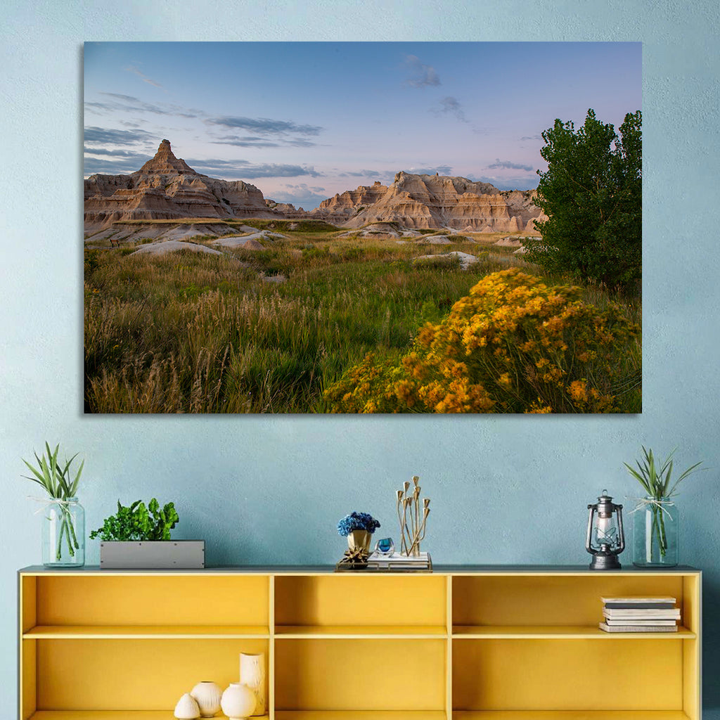 Badlands Golden Hour Meadow Wall Art