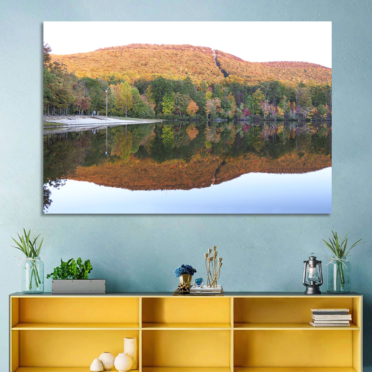 Cheaha State Park Lake Reflection Wall Art in a room, landscape