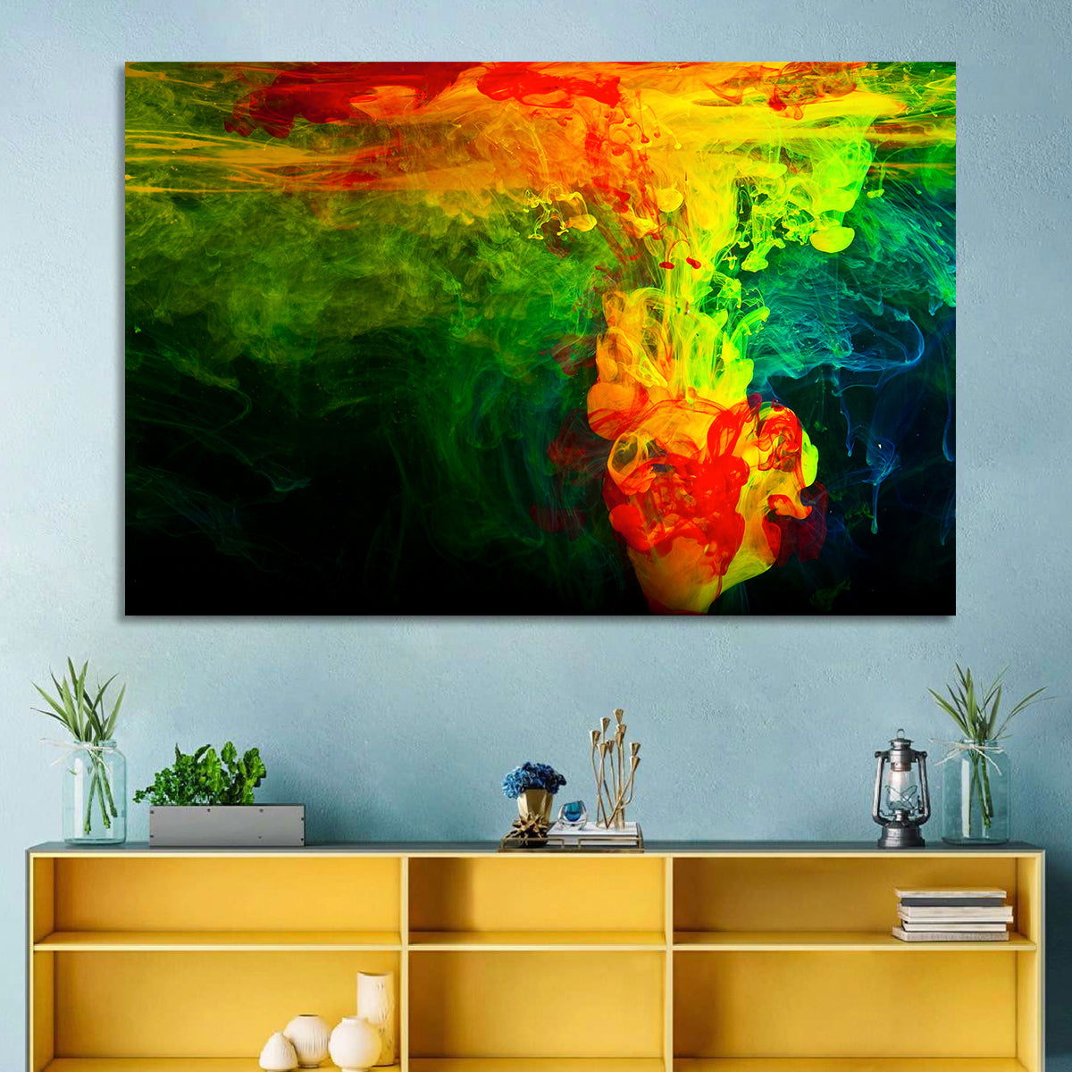 Dynamic Ink Plumes Abstract Wall Art