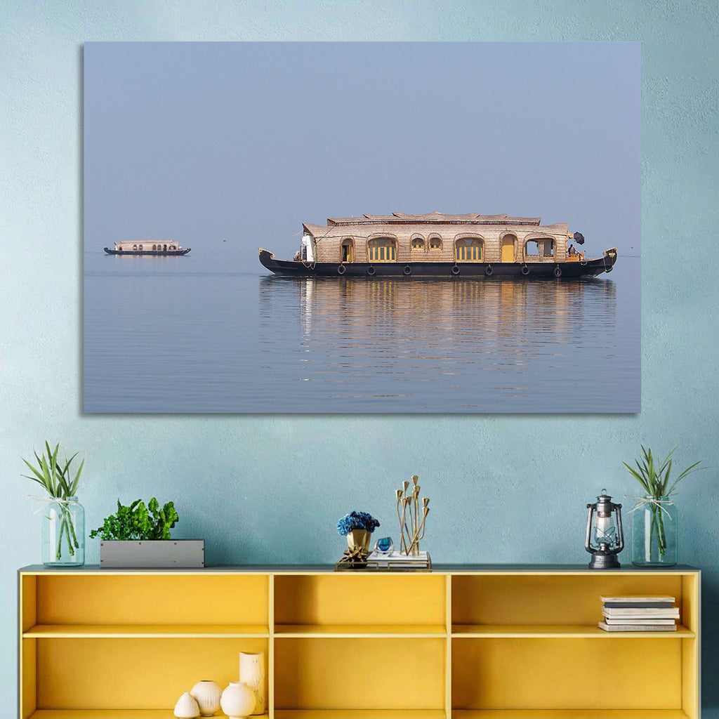 Thatched Houseboat on Vembanad Lake Wall Art