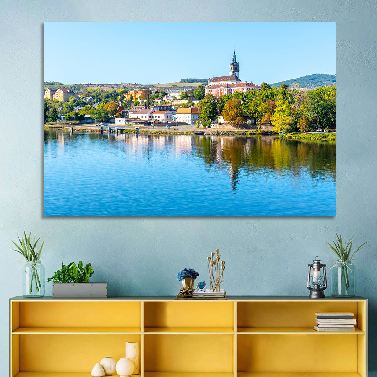 Roudnice Castle Riverbank Reflections Wall Art