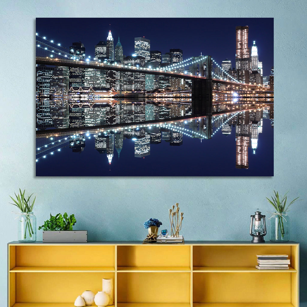 Brooklyn Bridge Symphony at Night Wall Art
