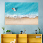 Centered Sailboat Over Turquoise Sea Wall Art