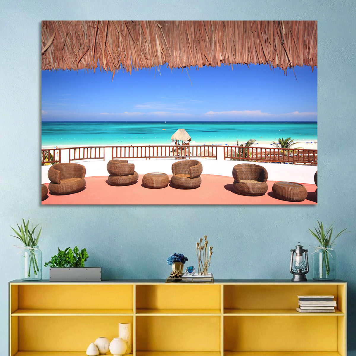 Beach Resort Balcony View Wall Art in a room, landscape