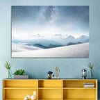 Starry Milky Way Over Snowy Peaks Wall Art