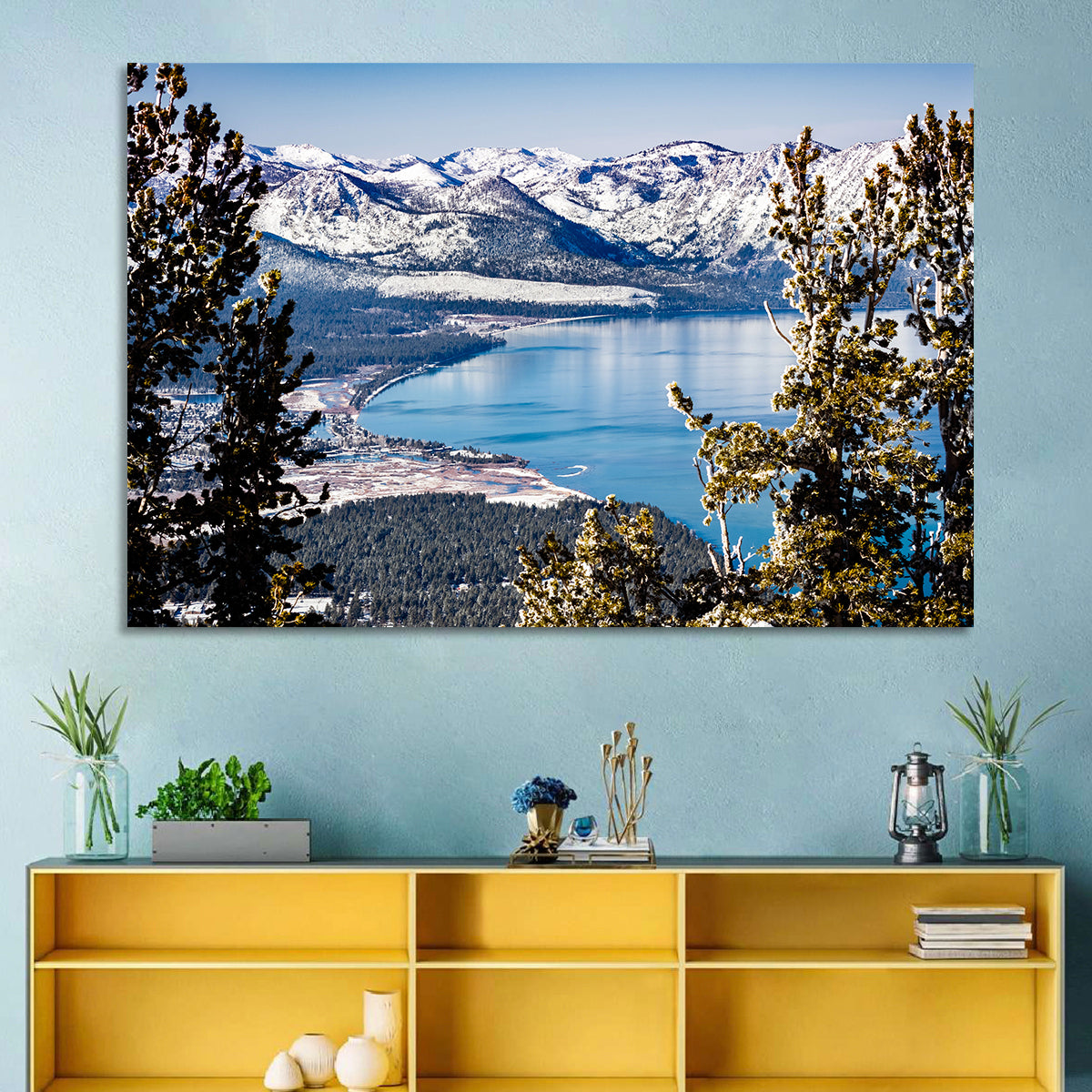 Lake Tahoe Sierra Vista Wall Art in a room, landscape