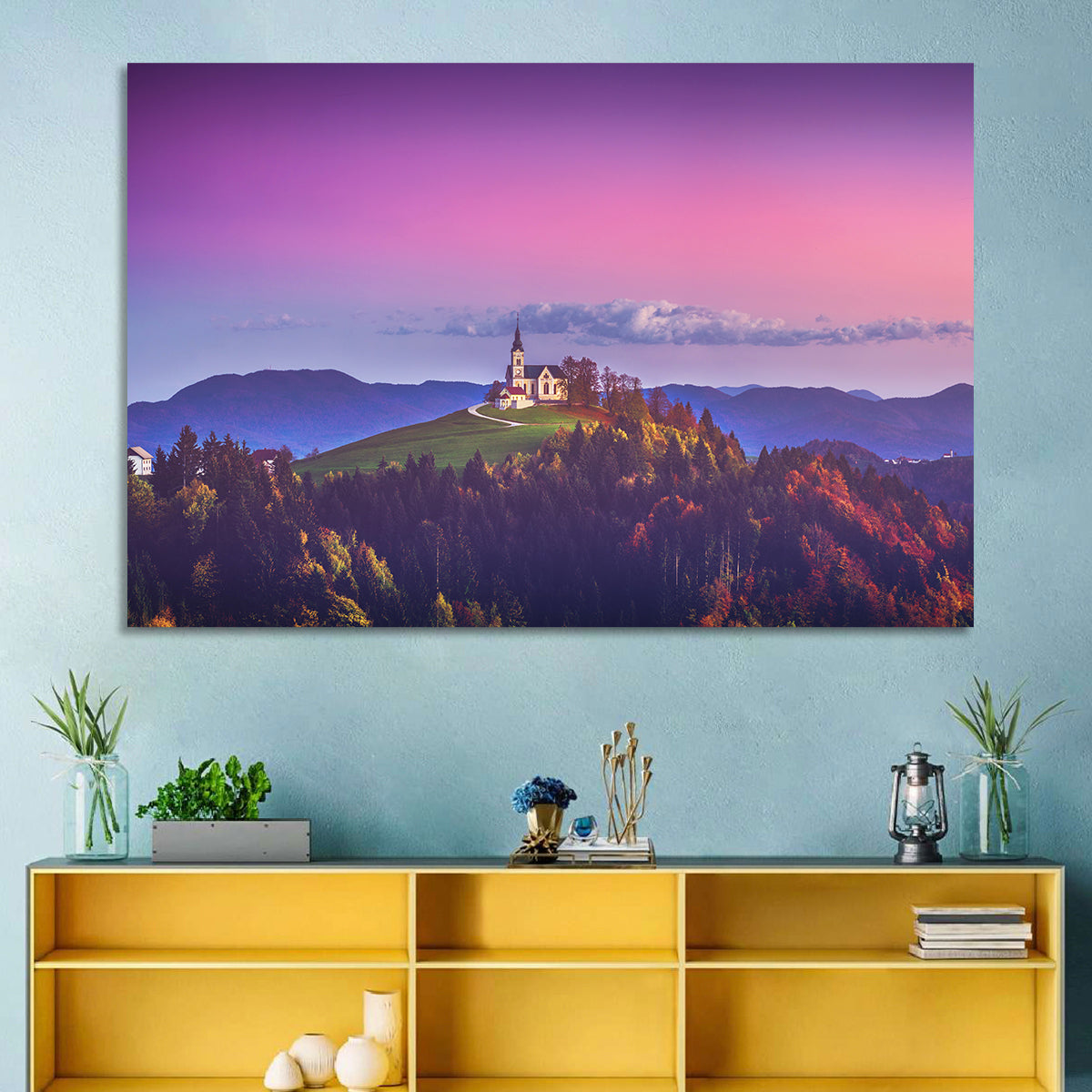 Saint Leonard Hilltop Church Wall Art in a room, landscape