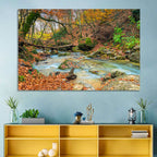 Mossy Footbridge in Autumn Forest Wall Art