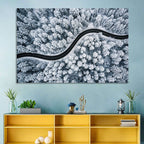 S-curve Winter Forest Road Wall Art