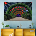 Red Lantern Trellis Tunnel Wall Art