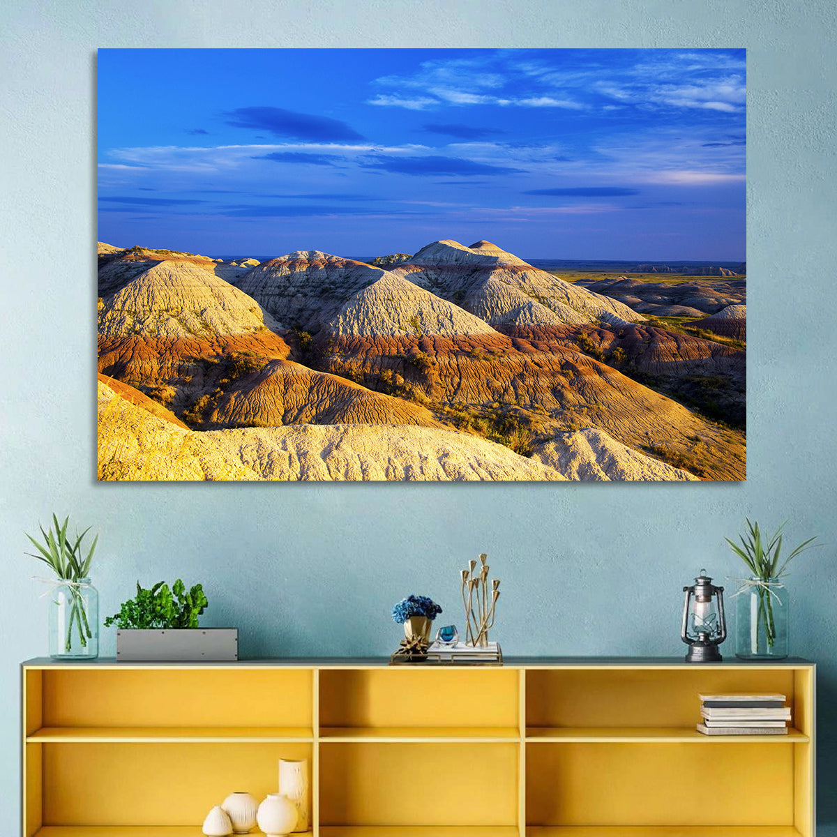 Badlands National Park Golden Hour Wall Art in a room, landscape
