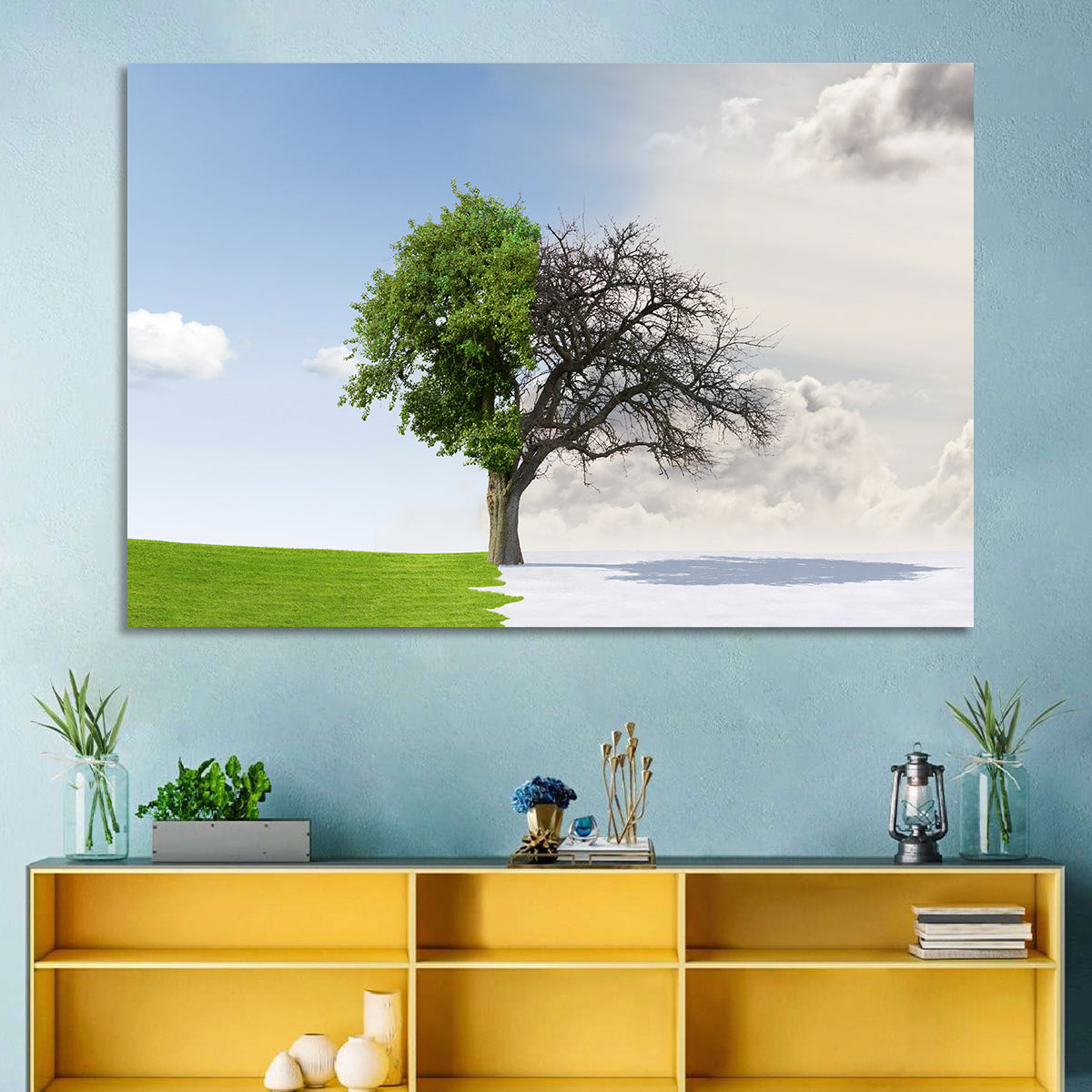 Summer to Winter Split Tree Wall Art
