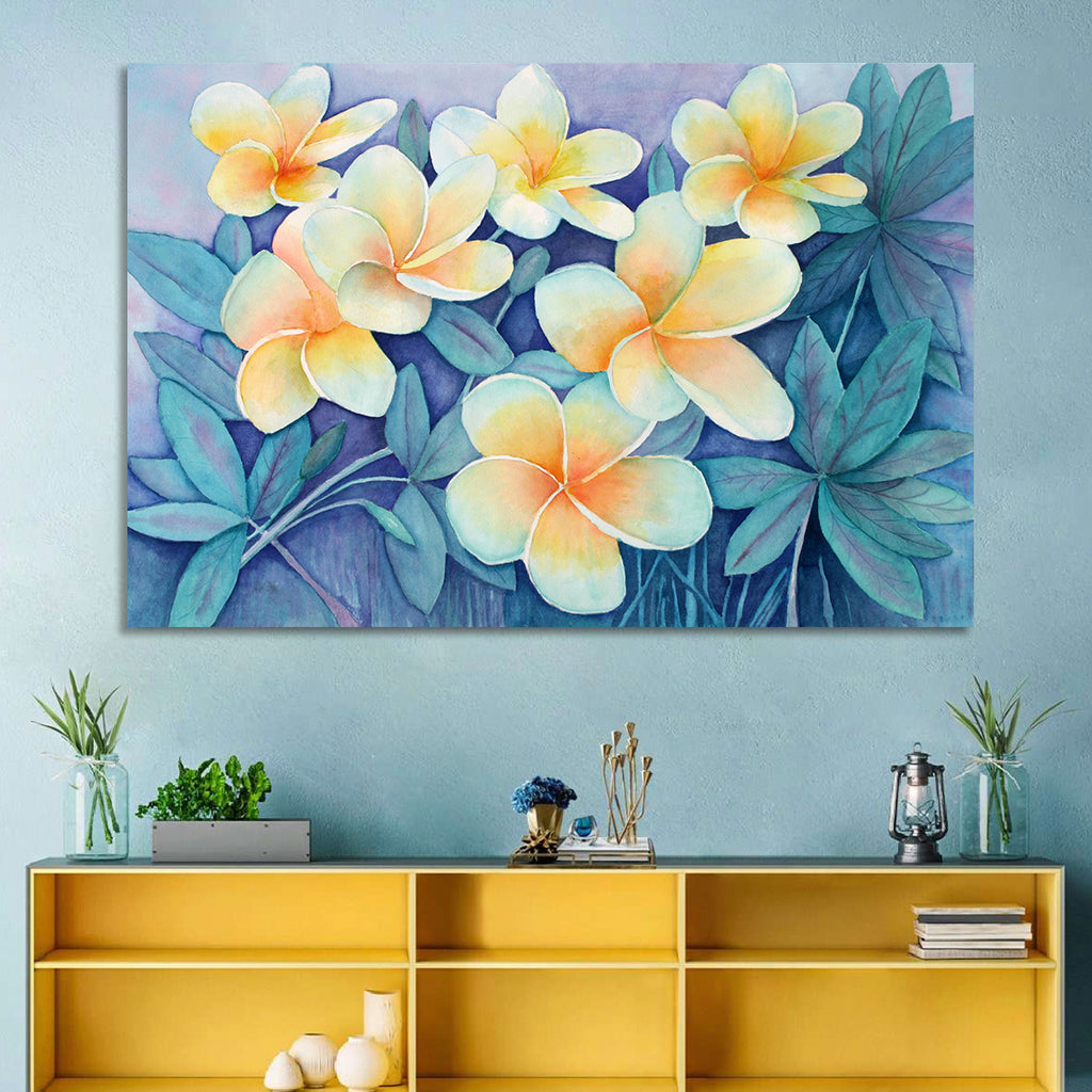 Watercolor Frangipani Cluster Wall Art
