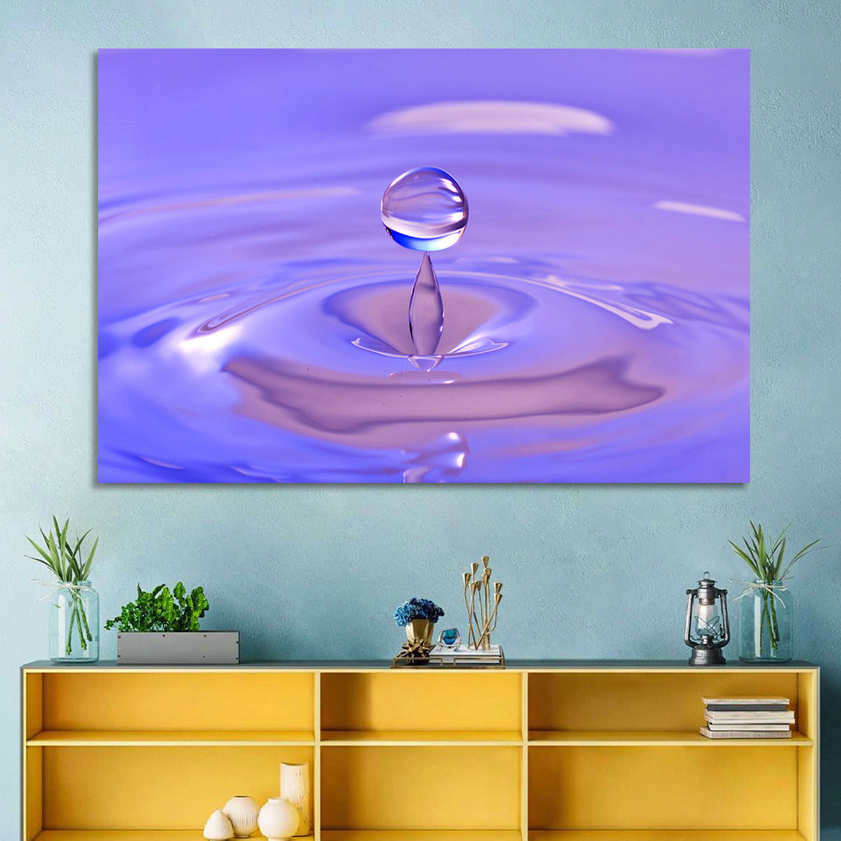 Purple Water Droplet Splash Wall Art