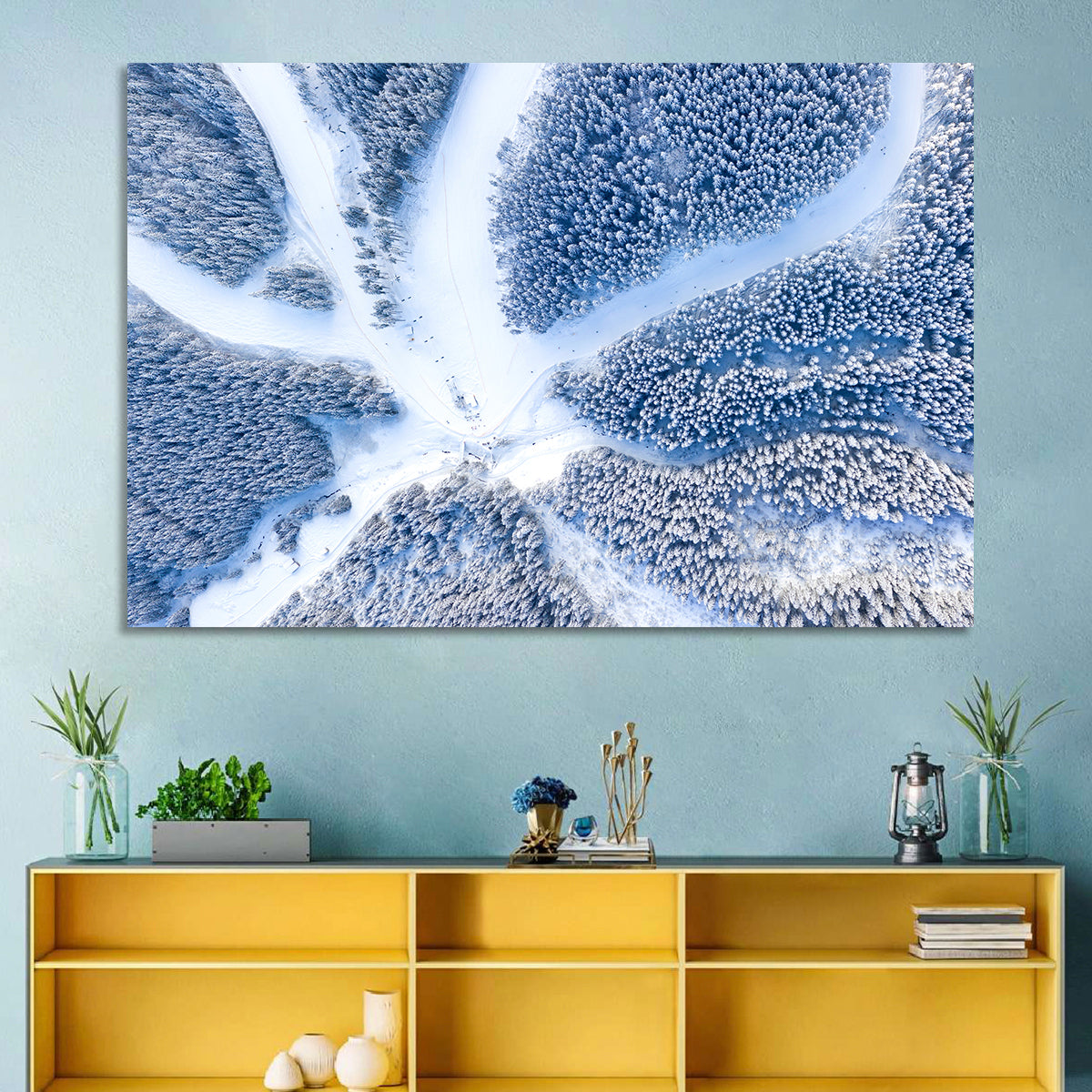 Birds-eye Ski Resort Landscape Wall Art