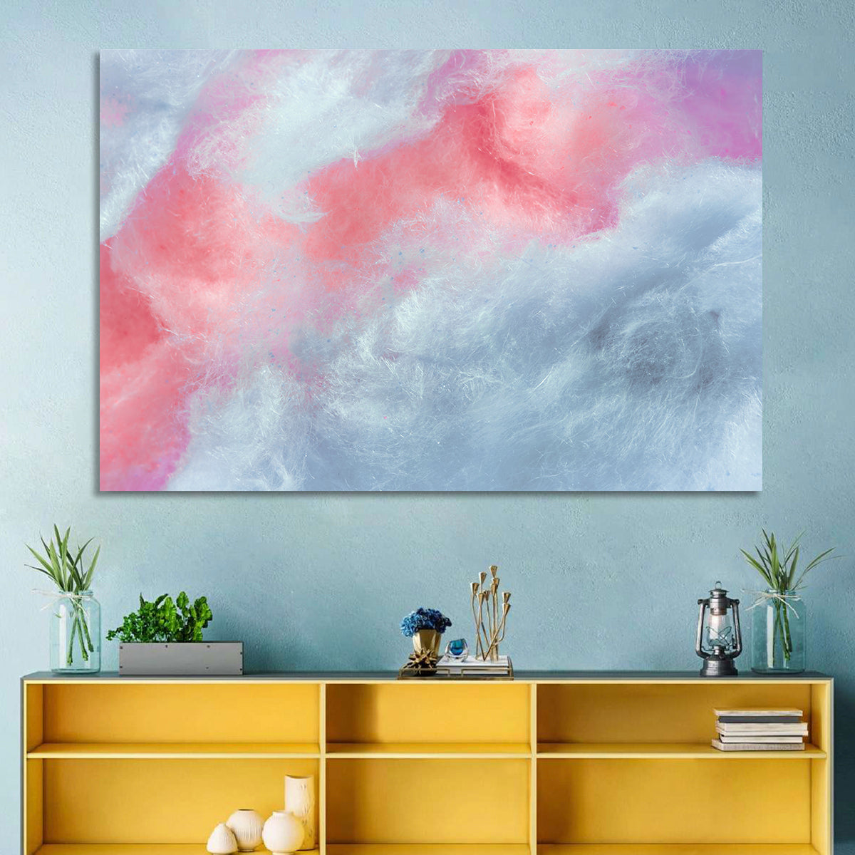 Spun Sugar Abstract Wall Art in a room, landscape