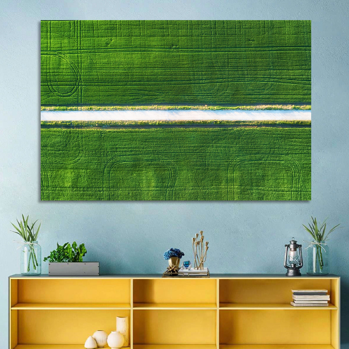 Aerial Irrigation Canal View Wall Art in a room, landscape