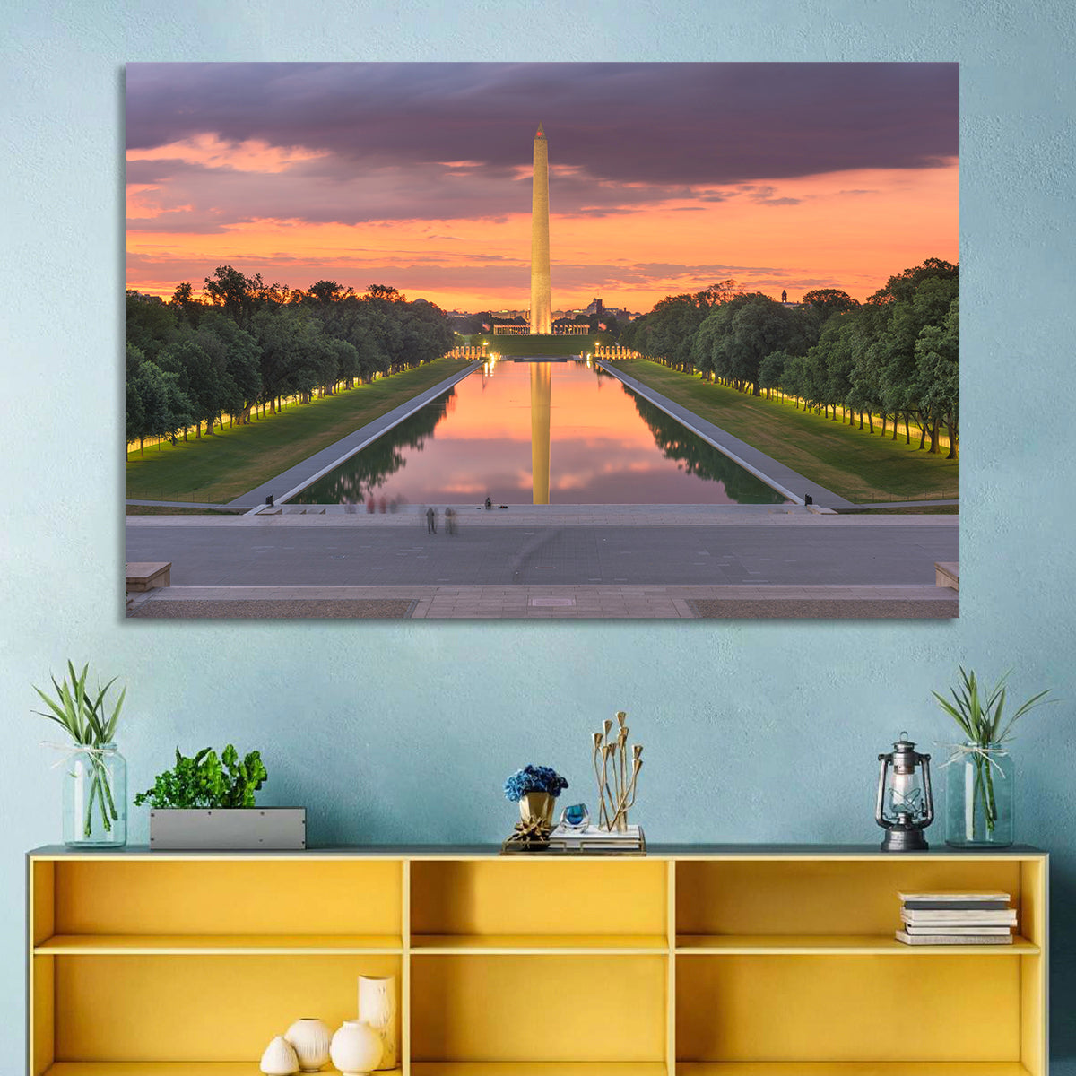 Washington Monument at Dusk Wall Art in a room, landscape