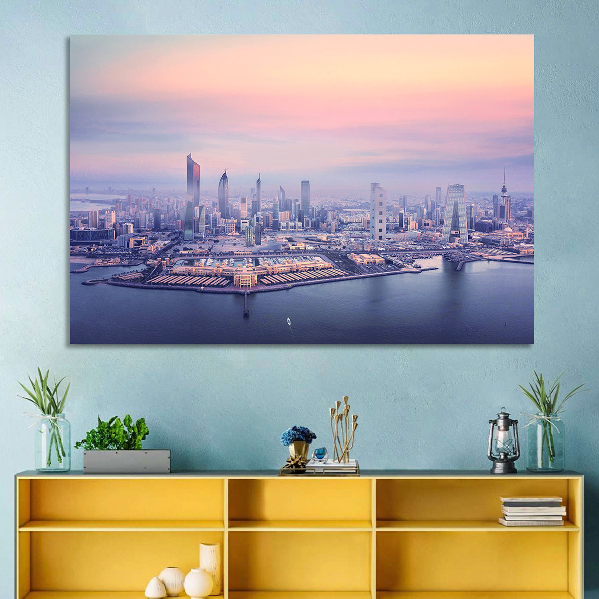 Kuwait City Twilight Skyline Wall Art