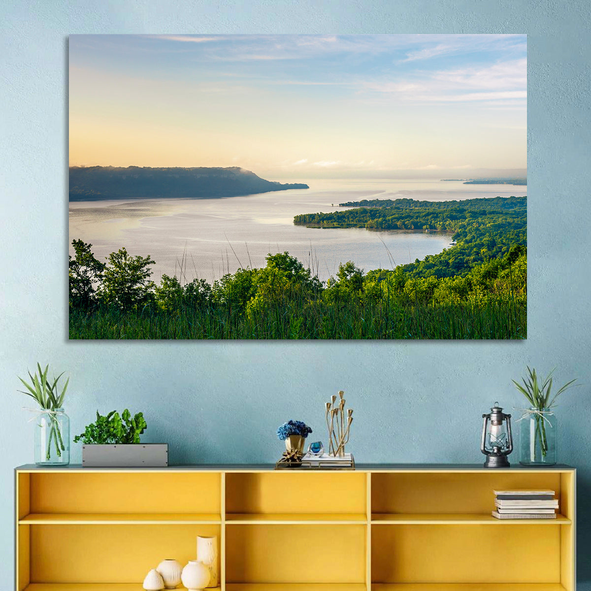 Mississippi River and Lake Pepin Wall Art in a room, landscape