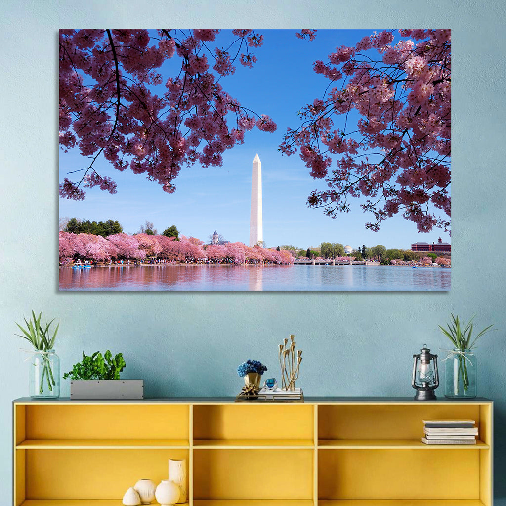 Washington Monument with Cherry Blossoms Wall Art