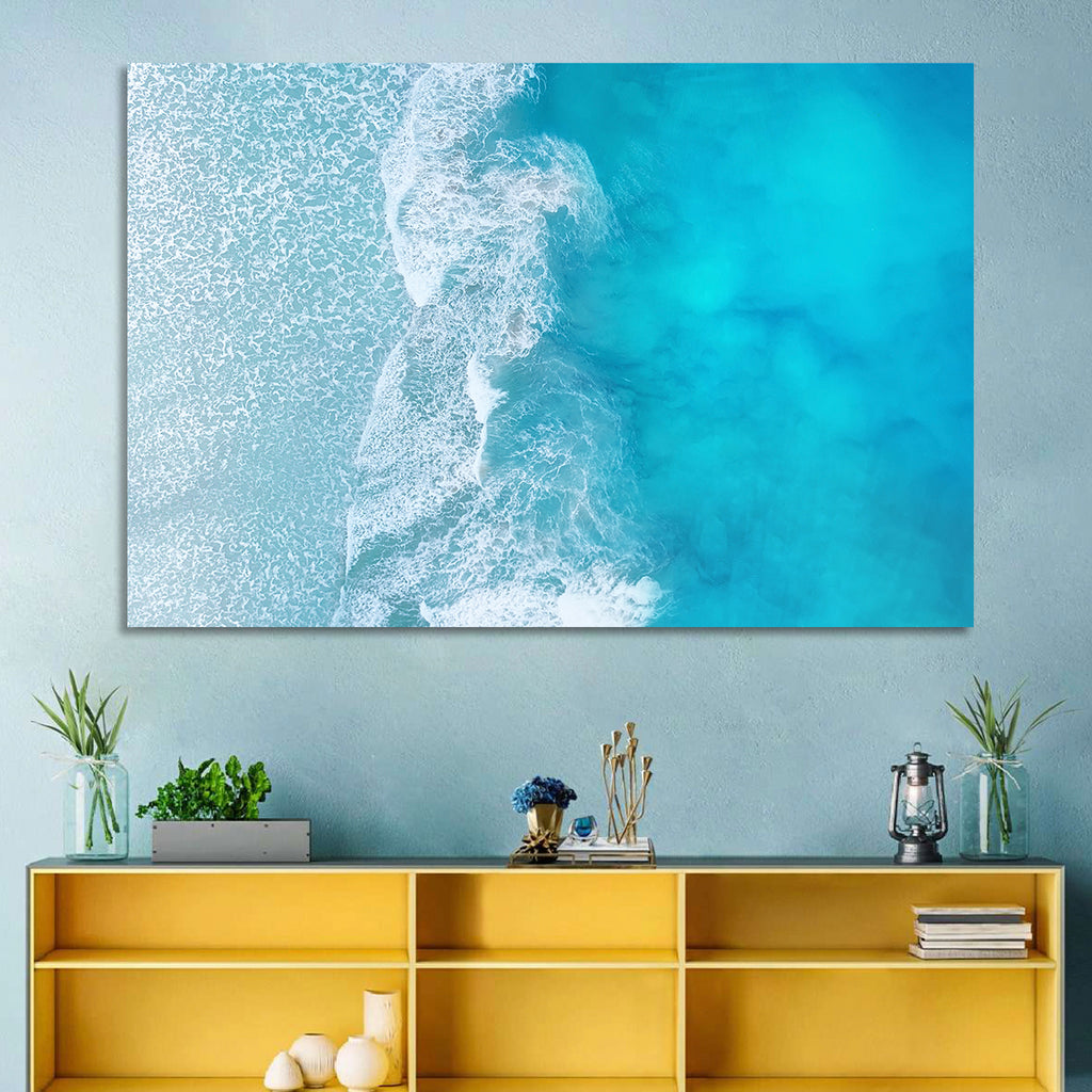 Turquoise Aerial Ocean Waves Wall Art