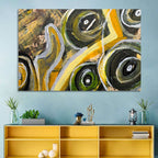 Impasto Swirl Circles in Yellow and Black Wall Art