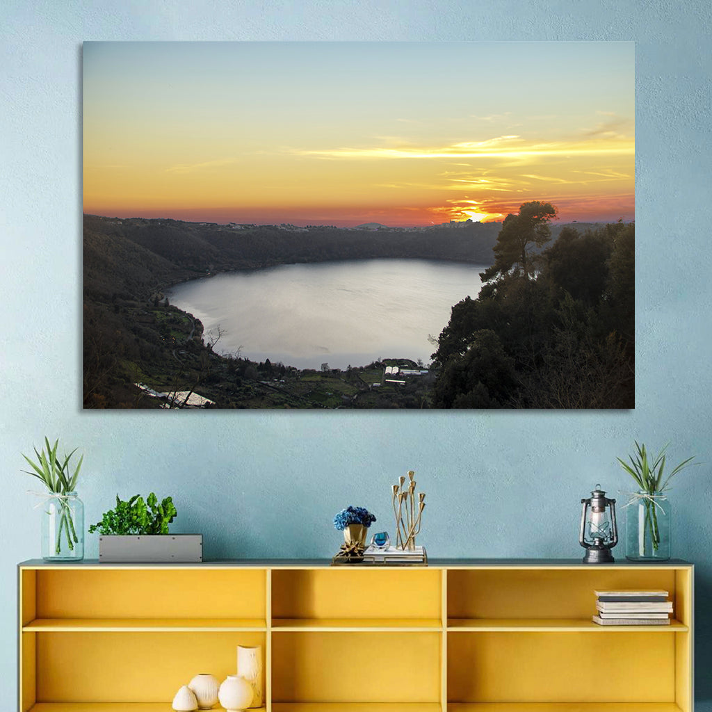 Lake Nemi Golden Sunset Wall Art