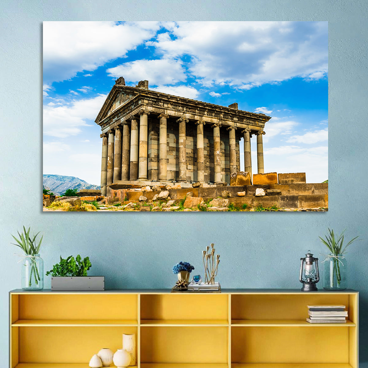 Temple of Garni Vintage Landscape Wall Art in a room, landscape