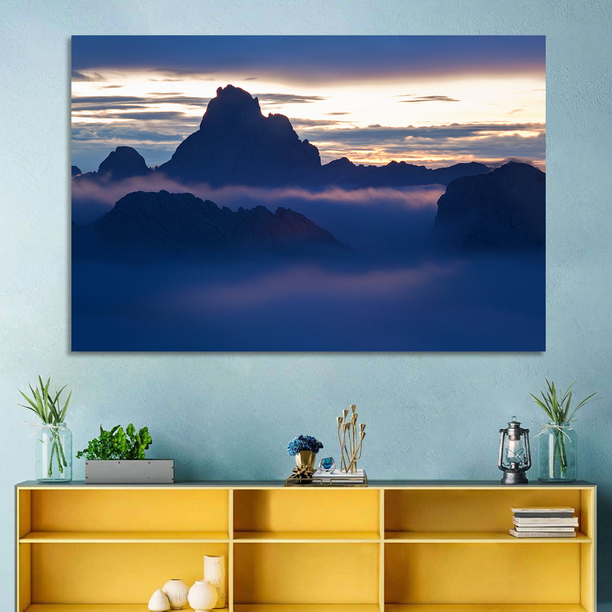 Dolomites Sunrise Silhouette Wall Art