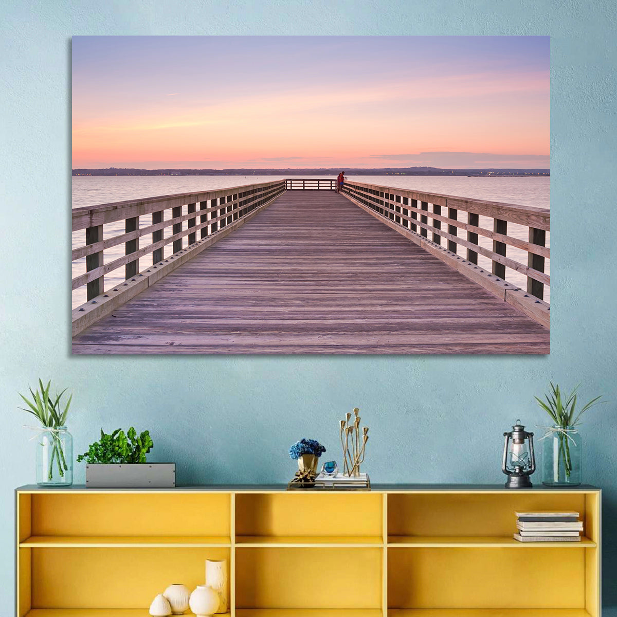 New Haven Wooden Pier Wall Art in a room, landscape