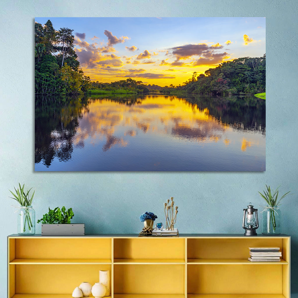 Amazon River Sunset Reflection Wall Art