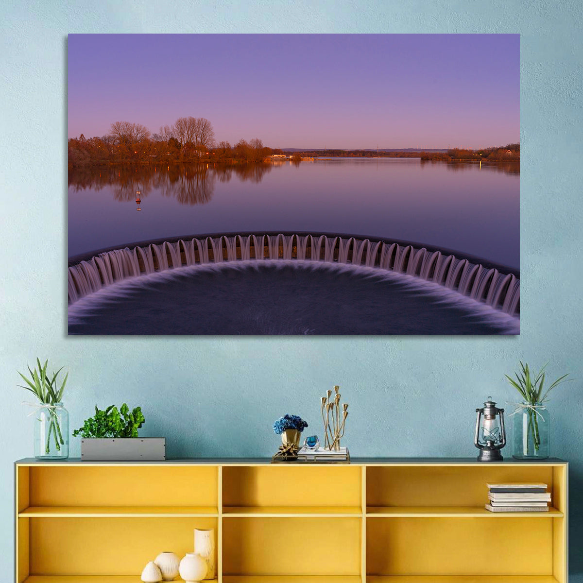 Circular Weir at Dusk Wall Art