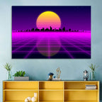 Neon Sunrise Skyline Wall Art