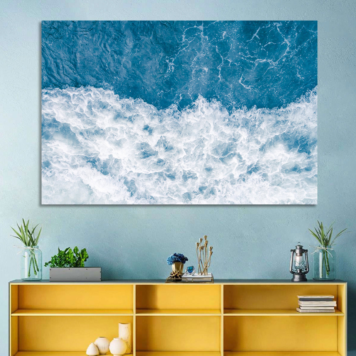 Blue Sea Stormy Wave Wall Art