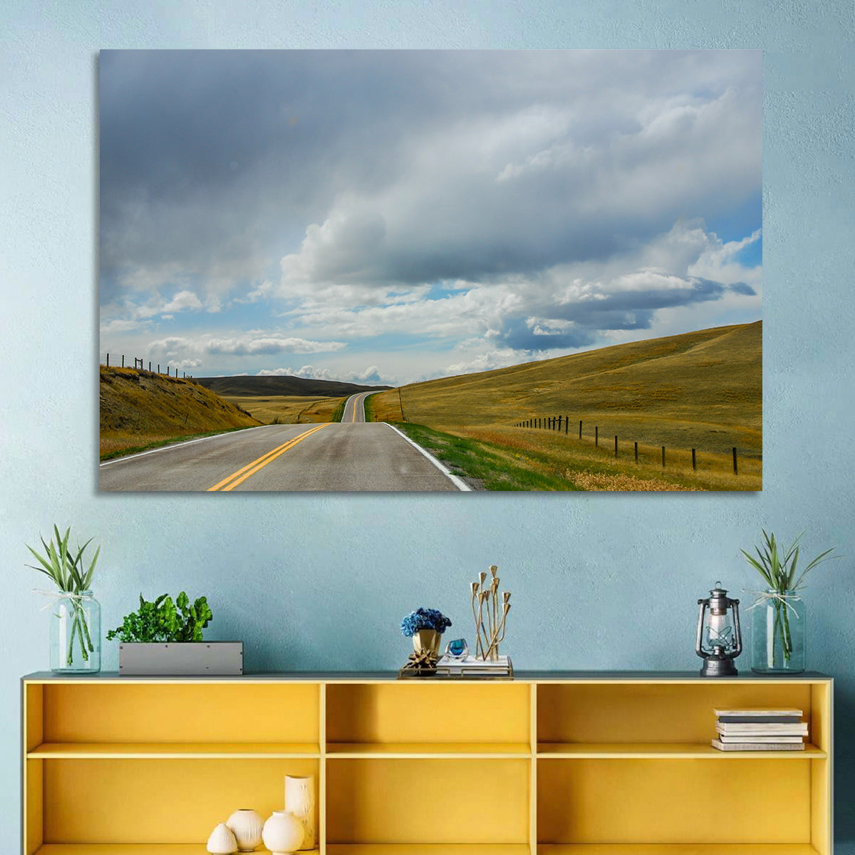 Montana Road Through Golden Hills Wall Art