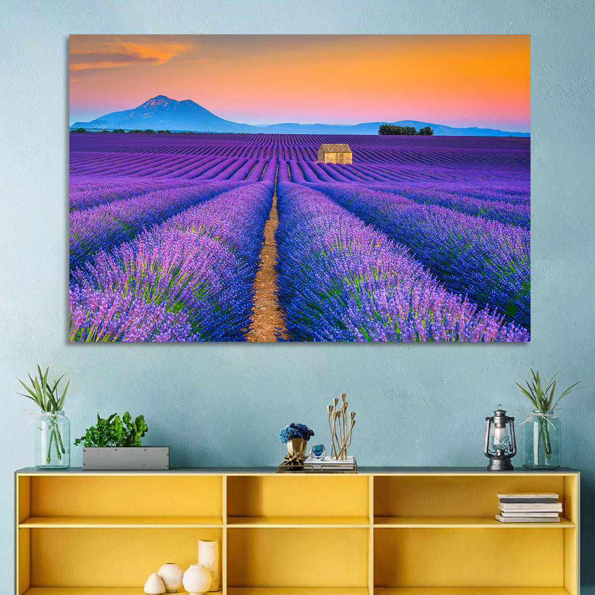 Valensole Lavender Fields at Sunset Wall Art