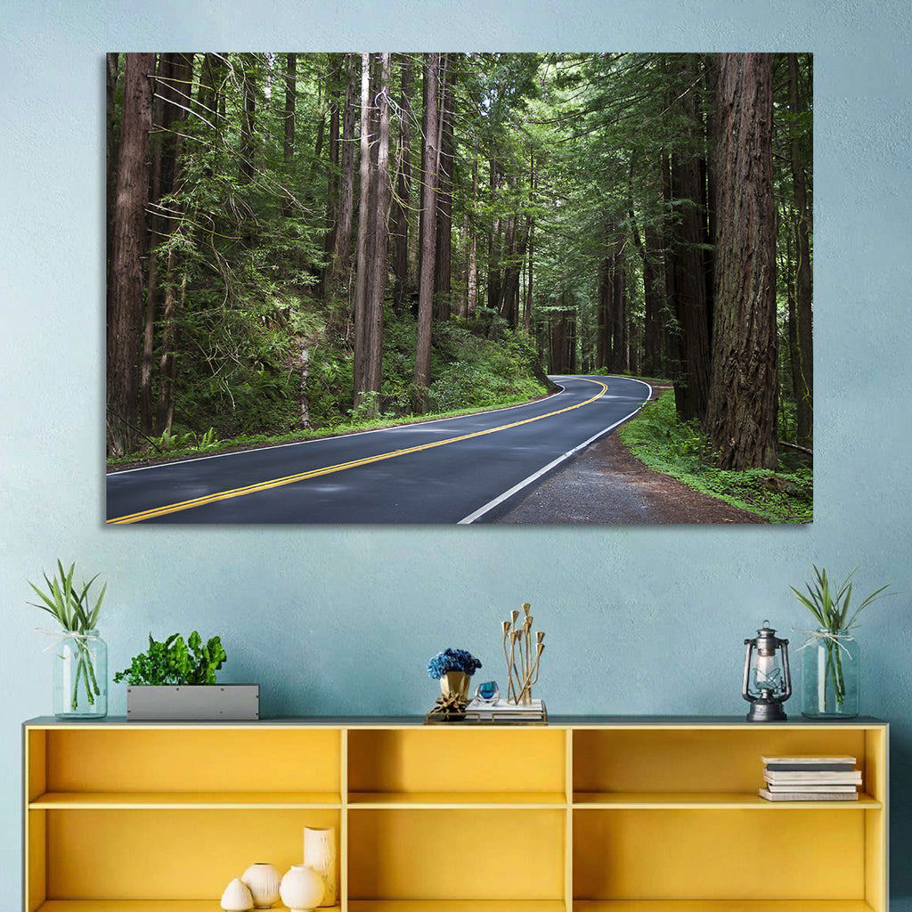 Winding Redwood Forest Road Wall Art