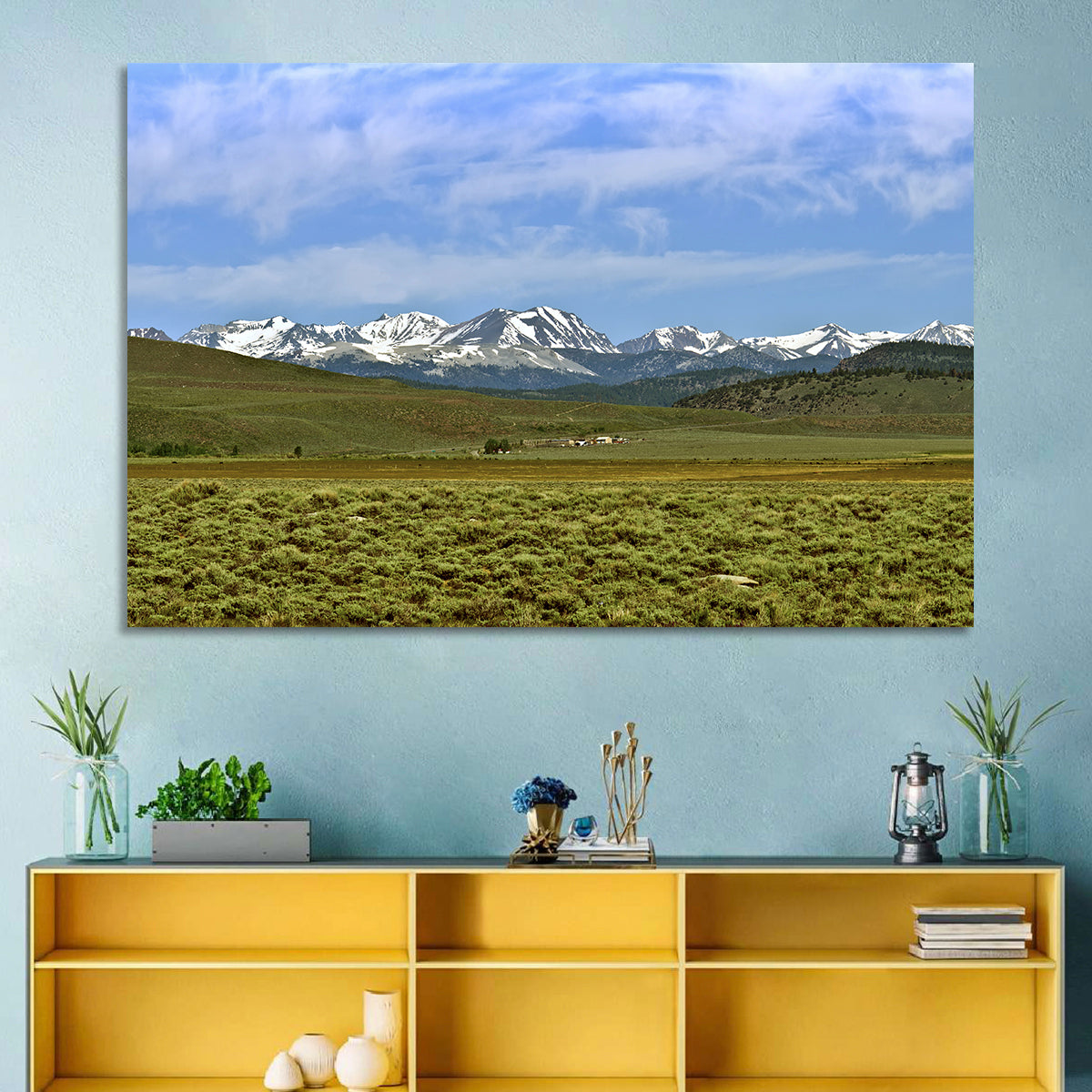 Sierra Nevada Sagebrush Plains Wall Art in a room, landscape