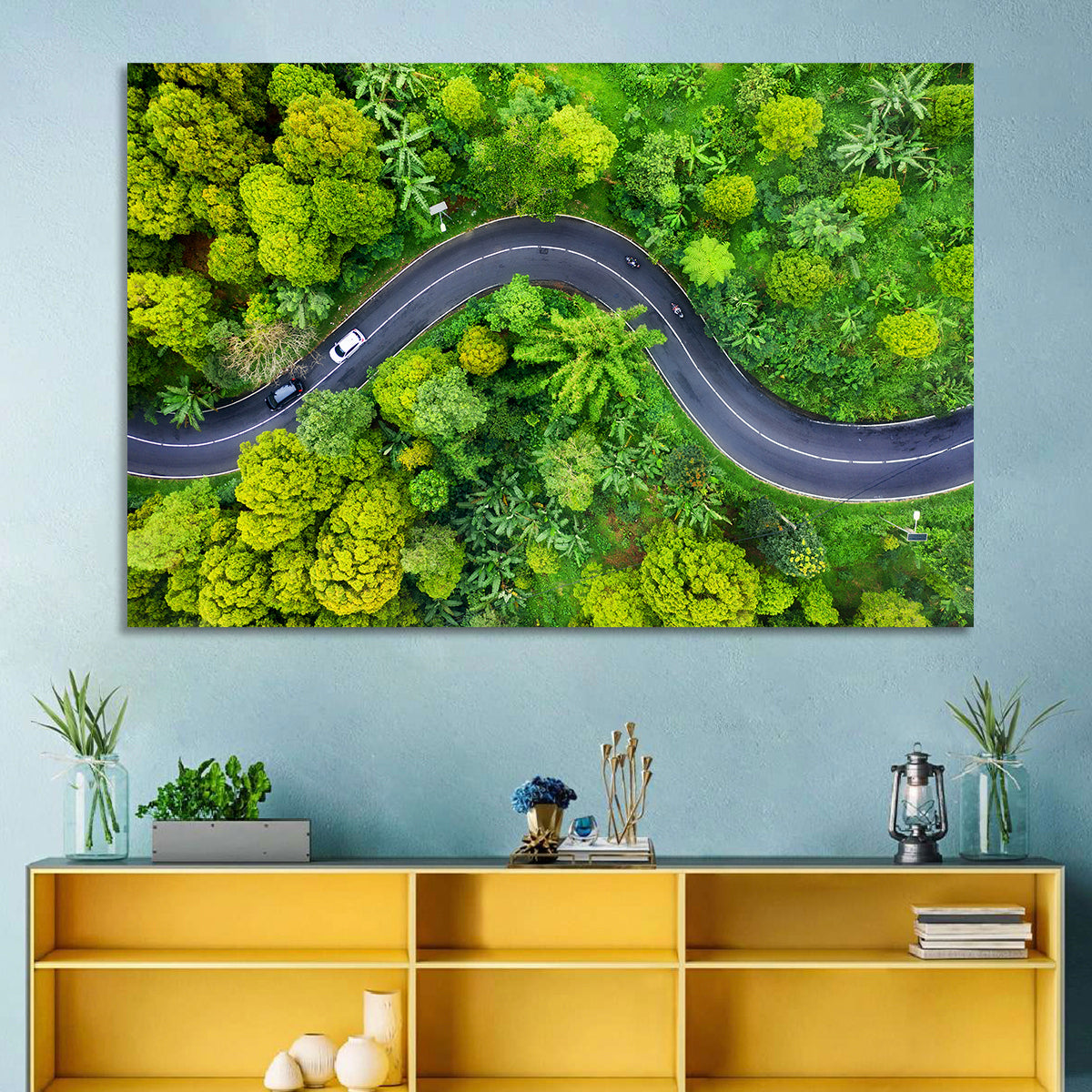 Winding Tropical Forest Road Wall Art