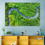 Blue Car on Summer Forest Road Wall Art