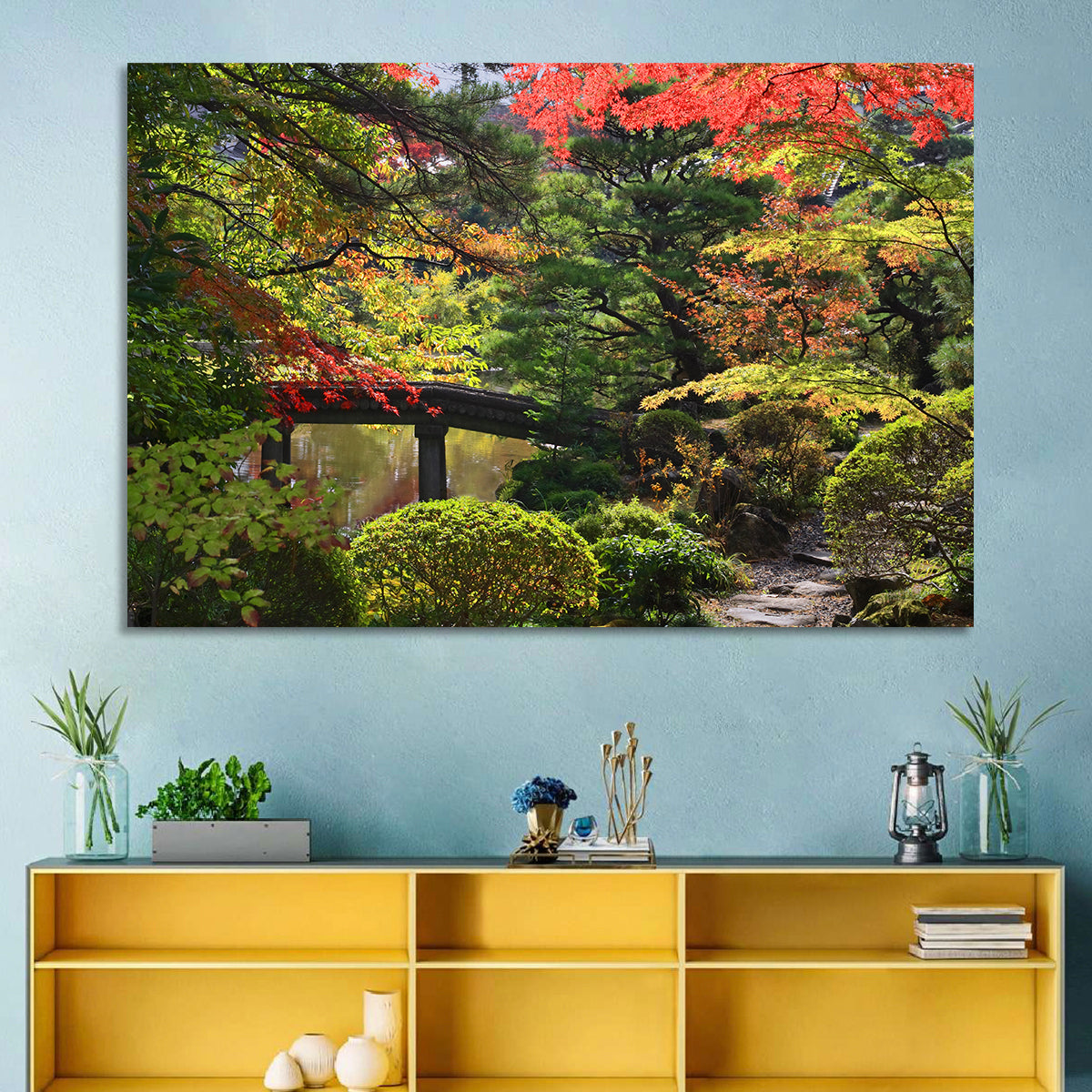 Rinoji Temple Autumn Garden Wall Art in a room, landscape