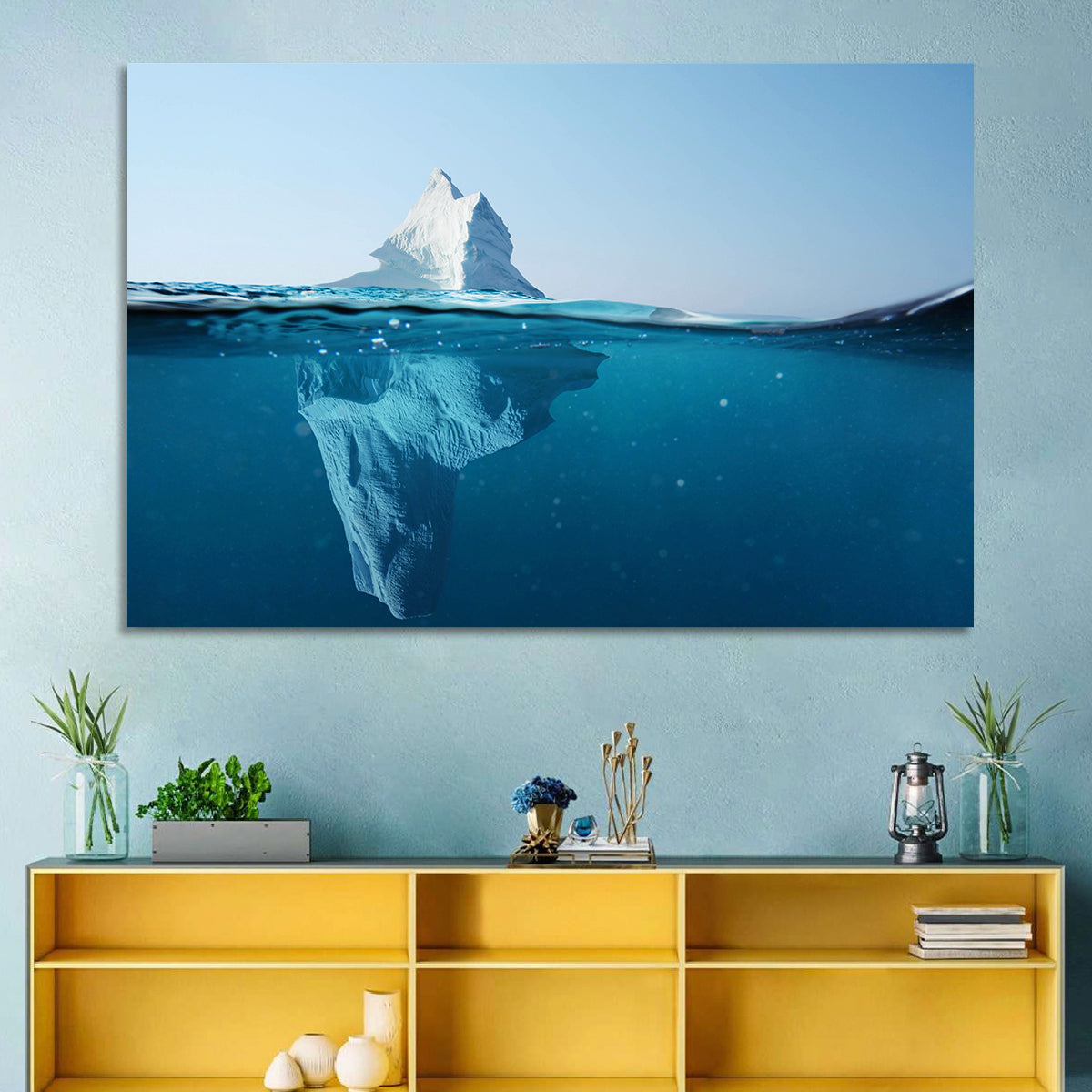 Split-level Iceberg Wall Art in a room, landscape