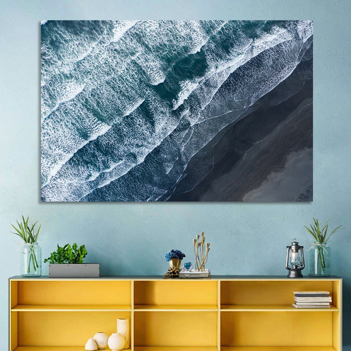 Volcanic Surf on Black Sand Wall Art