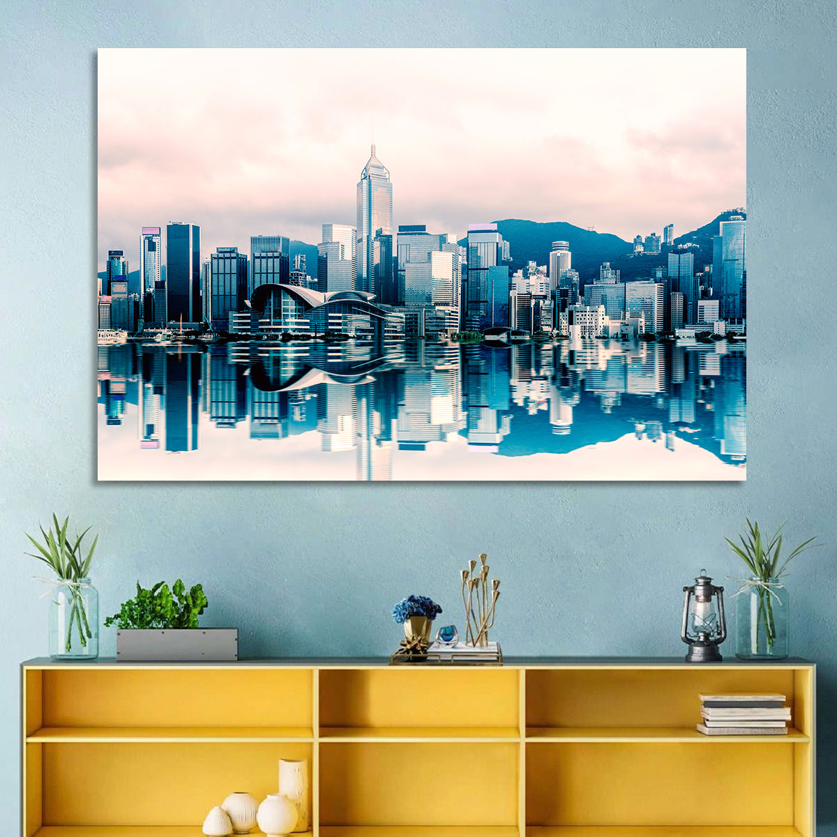 Victoria Harbour Sketch at Dusk Wall Art