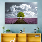 Lavender Field Crossroads with Lone Tree Wall Art