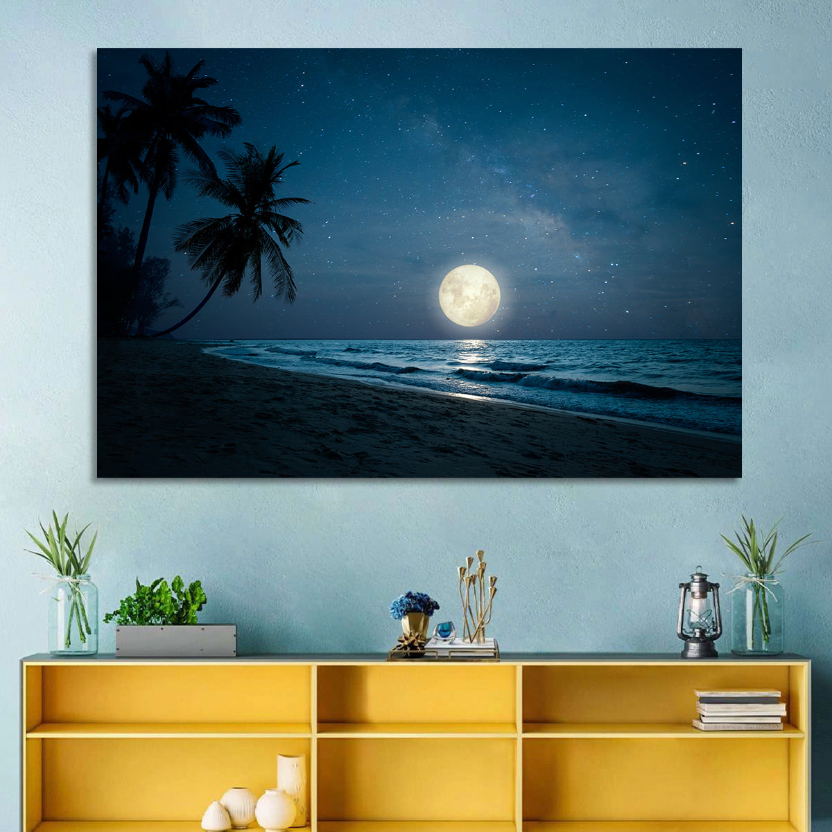 Palm Beach Moonset Wall Art in a room, landscape