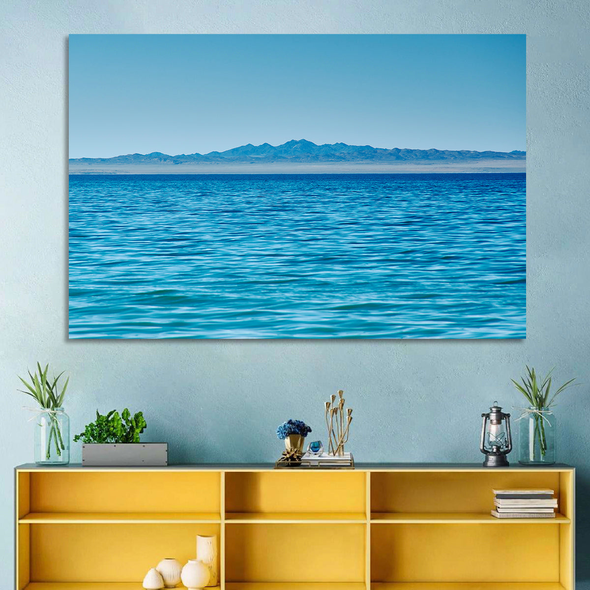 Khyargas Nuur Lake Wall Art in a room, landscape